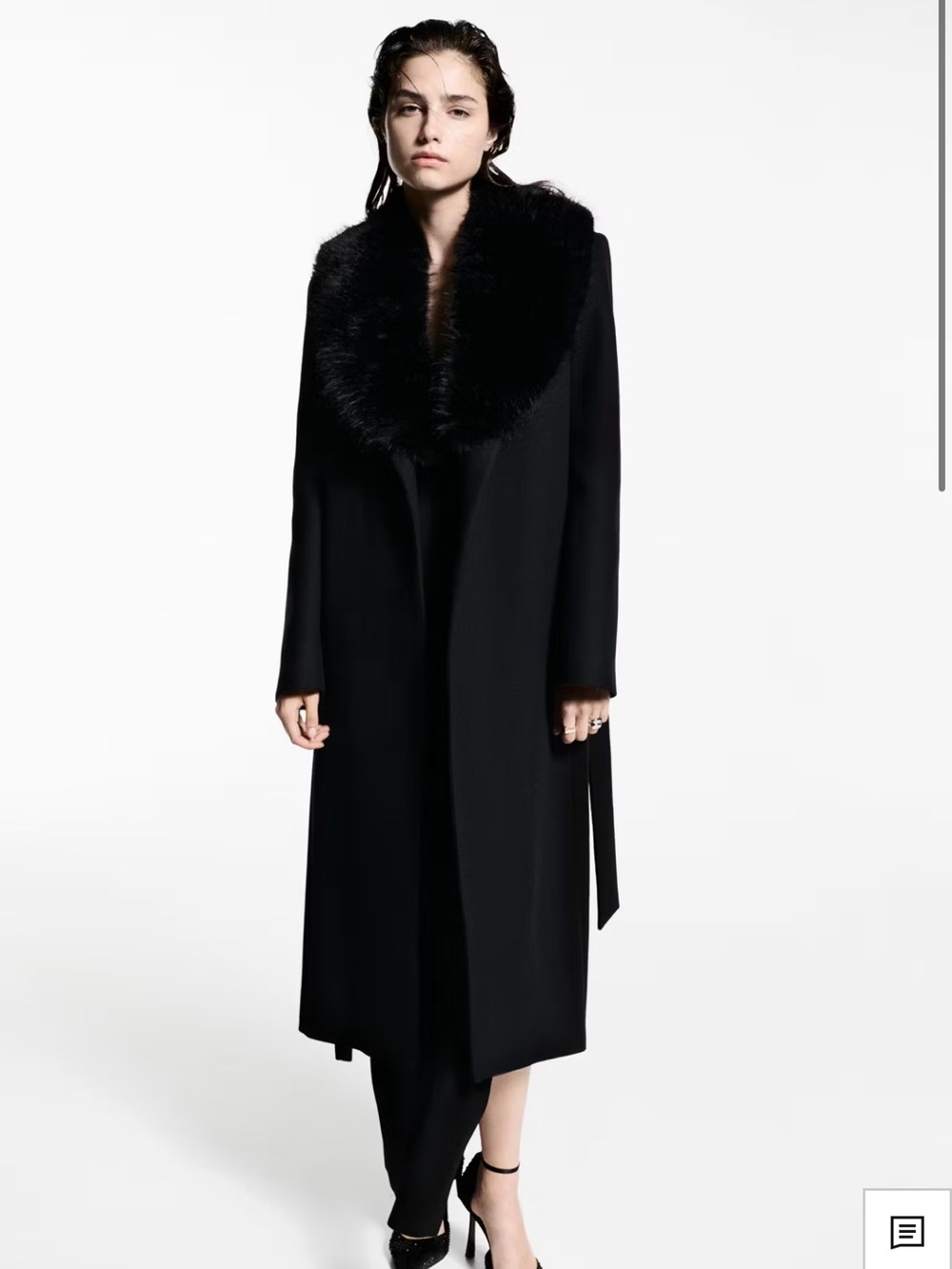 Mango MANTECO WOOL COAT WITH DETACHABLE FAUX FUR COLLAR